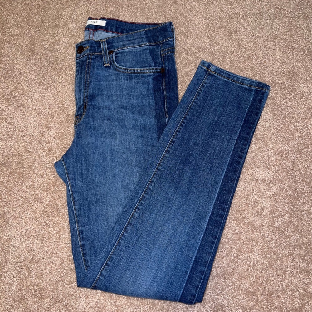 Angry Rabbit Women 27 Medium Wash Side Stripe Skinny Jeans soft with stretch